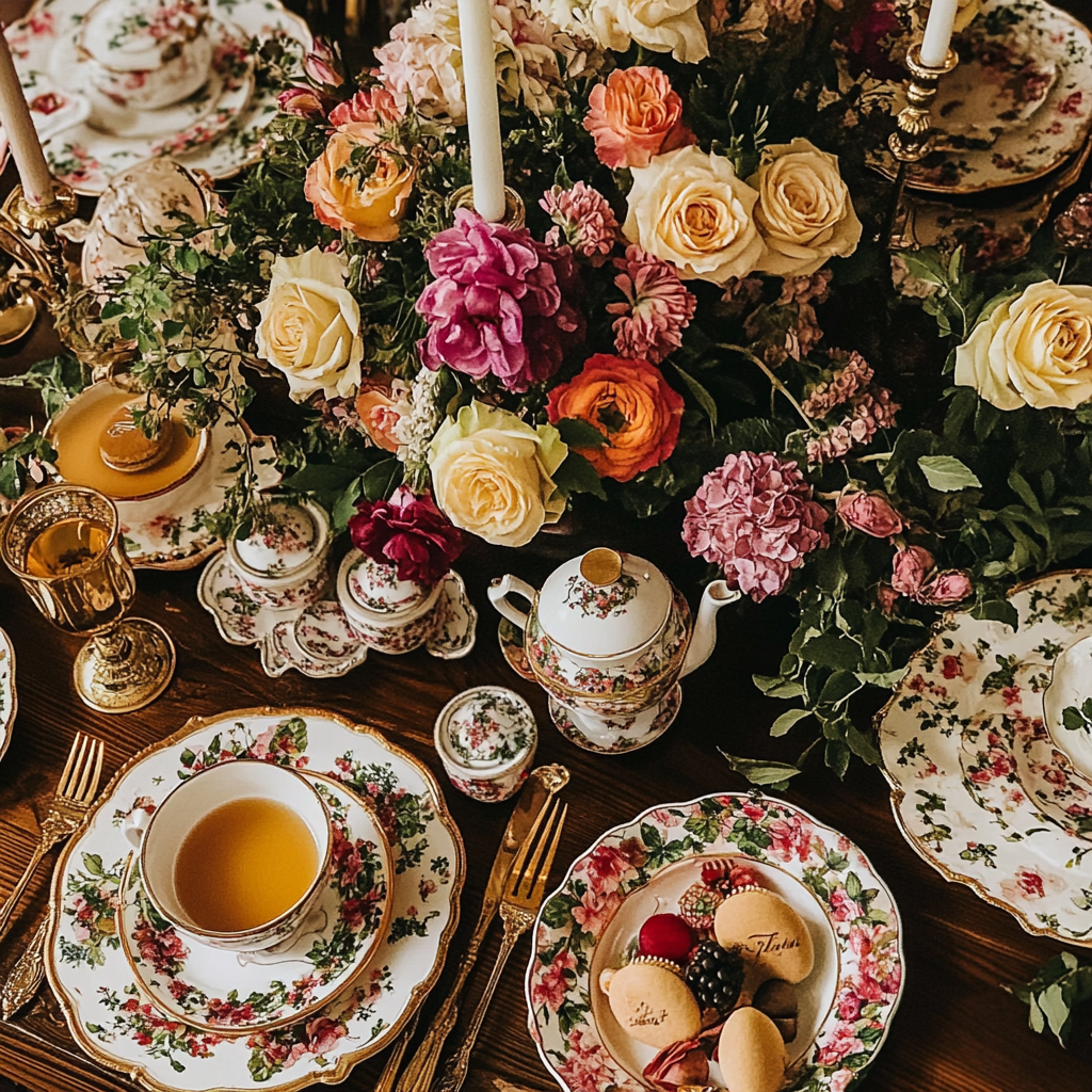 A Victorian Tea Party with Bold Floral Designs