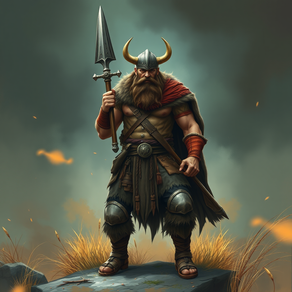 A Viking warrior in a battle.