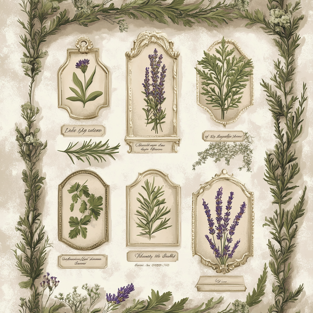 A Vintage Botanical Herb Wallpaper Design