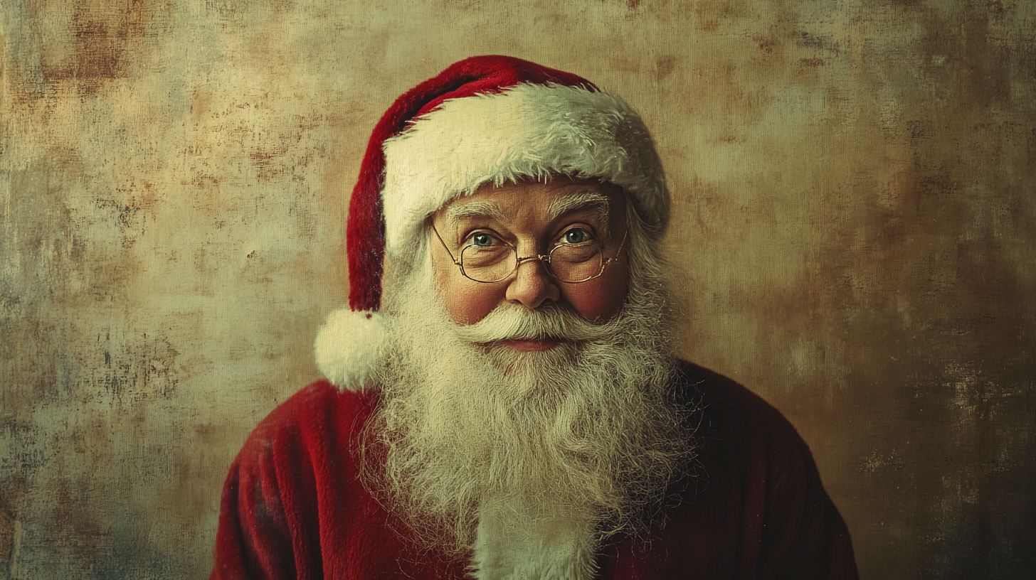 A Vintage Santa Oil Painting with Brush Strokes