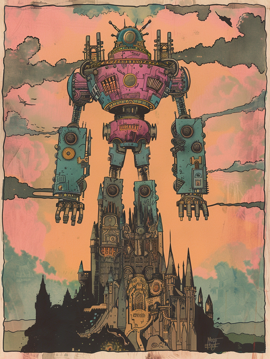 A Vintage Steampunk Guardian Robot Trading Card