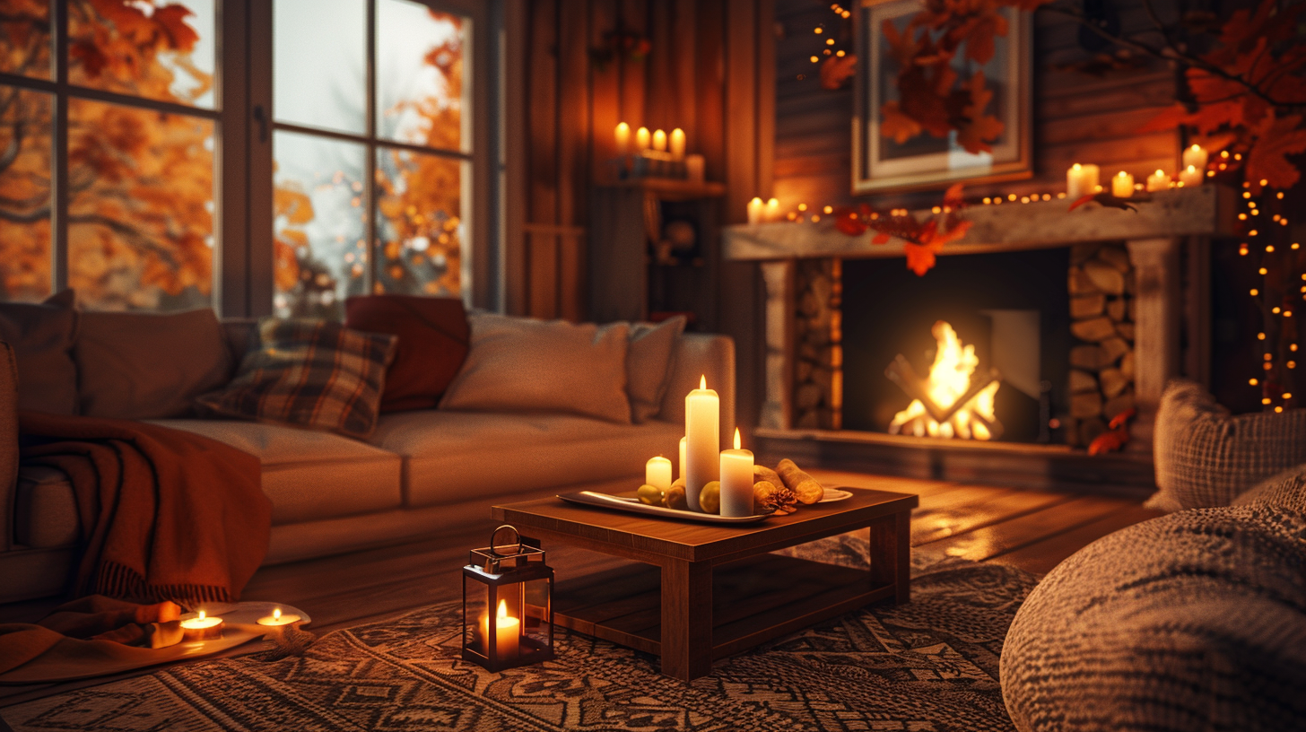 A Warm, Tranquil Autumn Evening in Cozy Interior