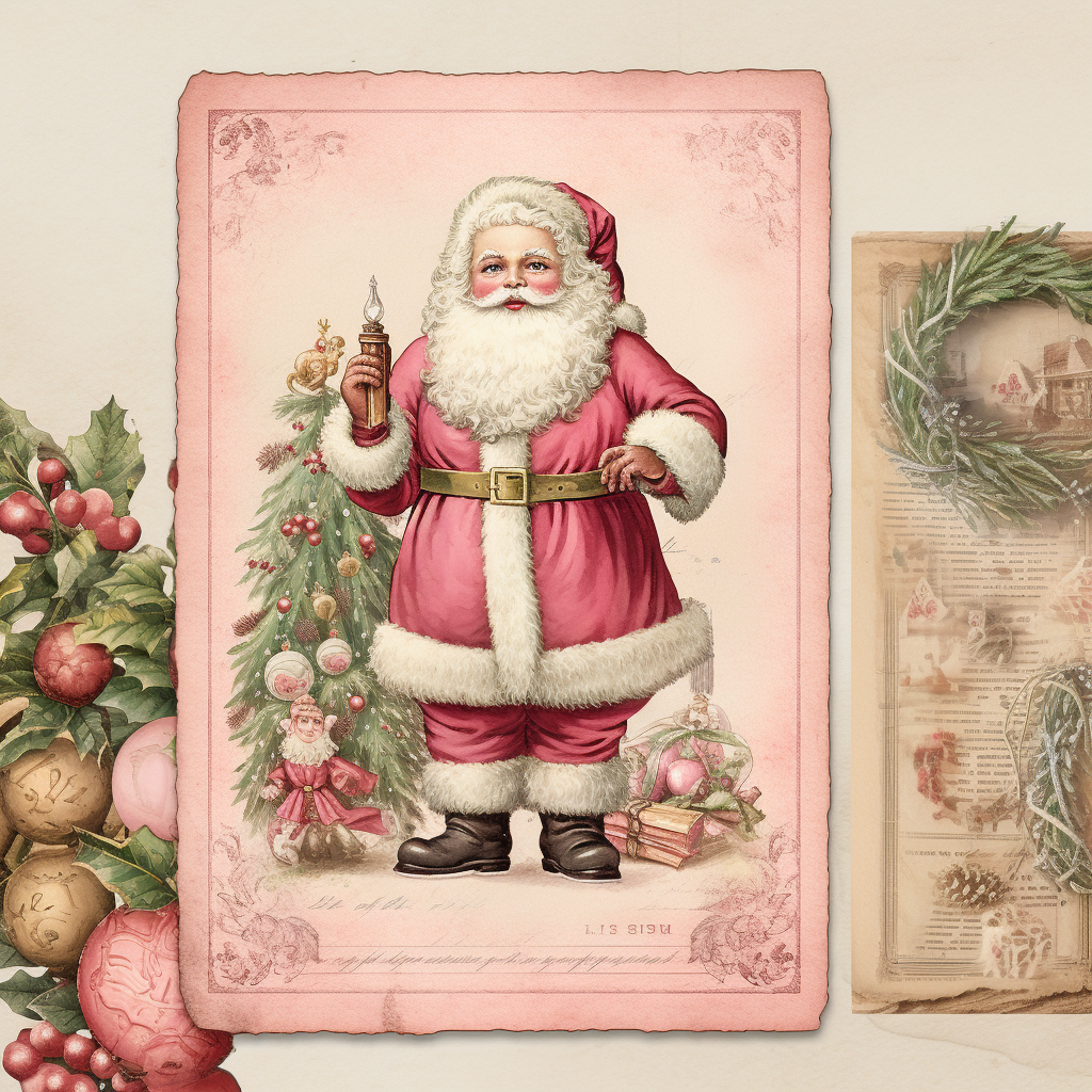 A Watercolor Pink Victorian Style Christmas Junk Journal