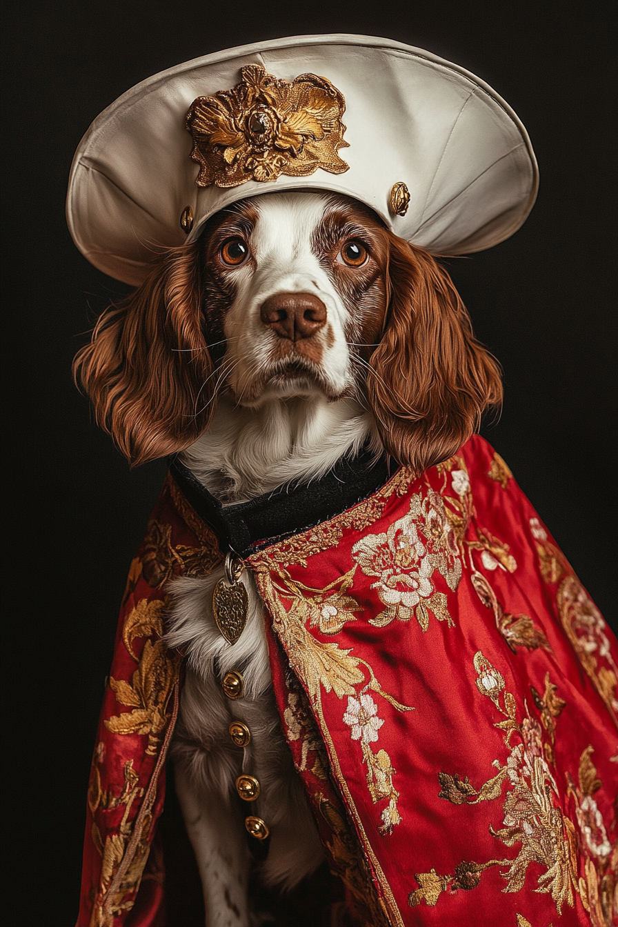 A Welsh Springer Spaniel in Historical English Costume