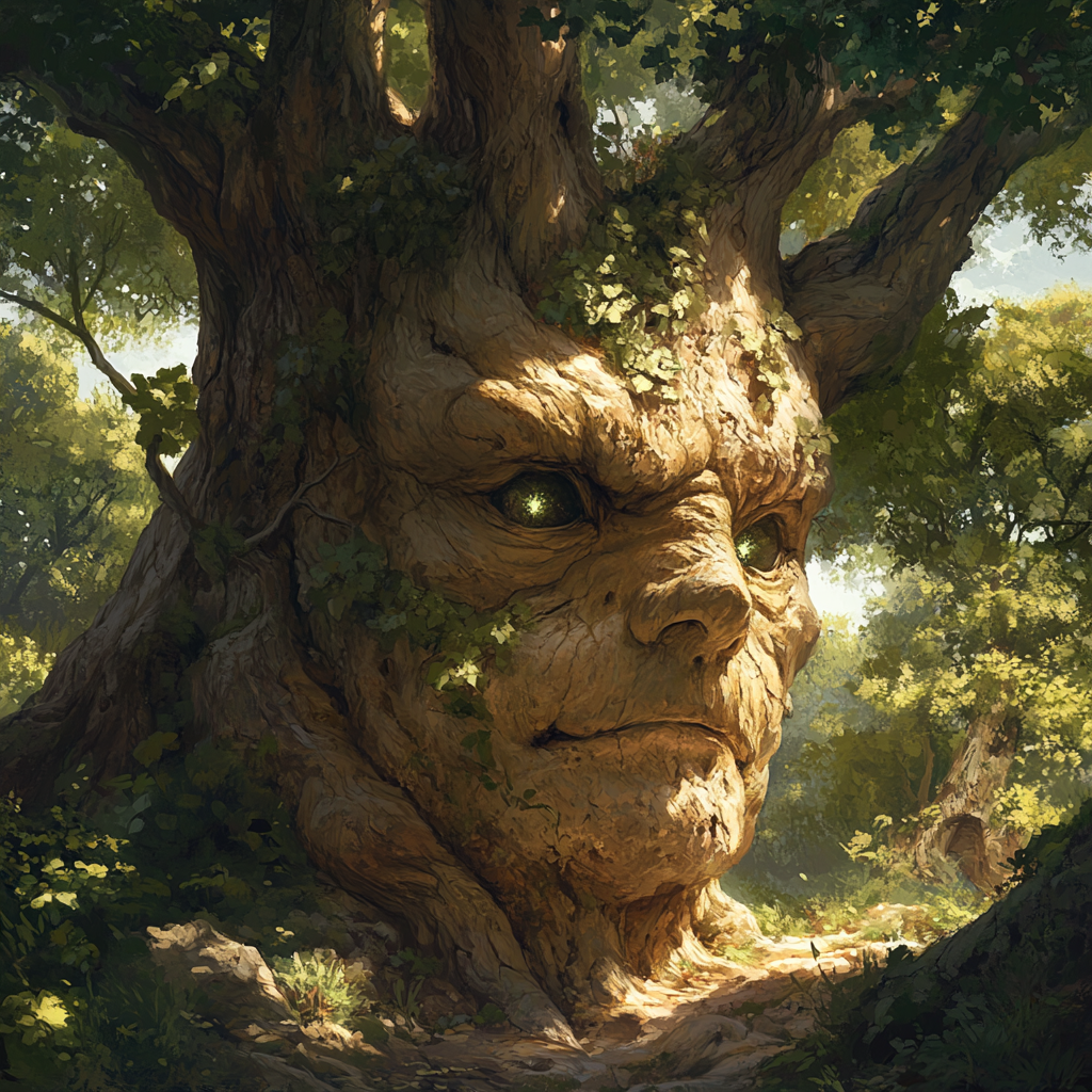 A Wise Ancient Tree Guardian in Hidden Glade