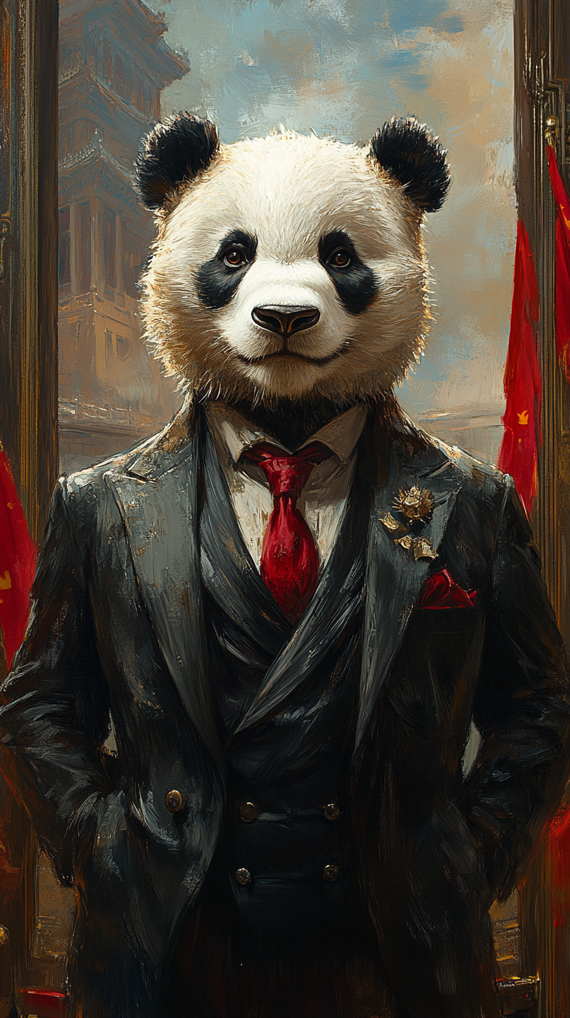 A Wise Panda in a Mao Suit