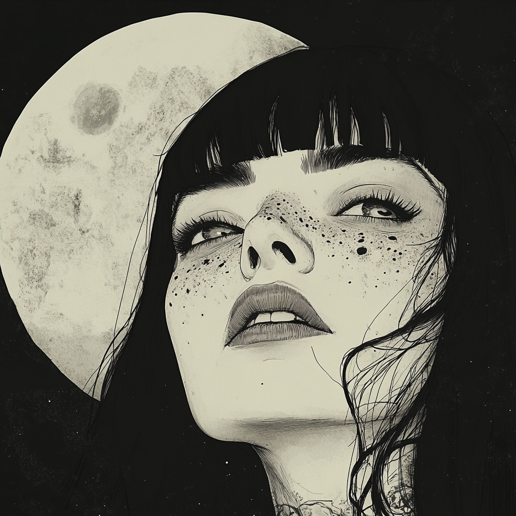 A Witchy Anime Girl under the Moon