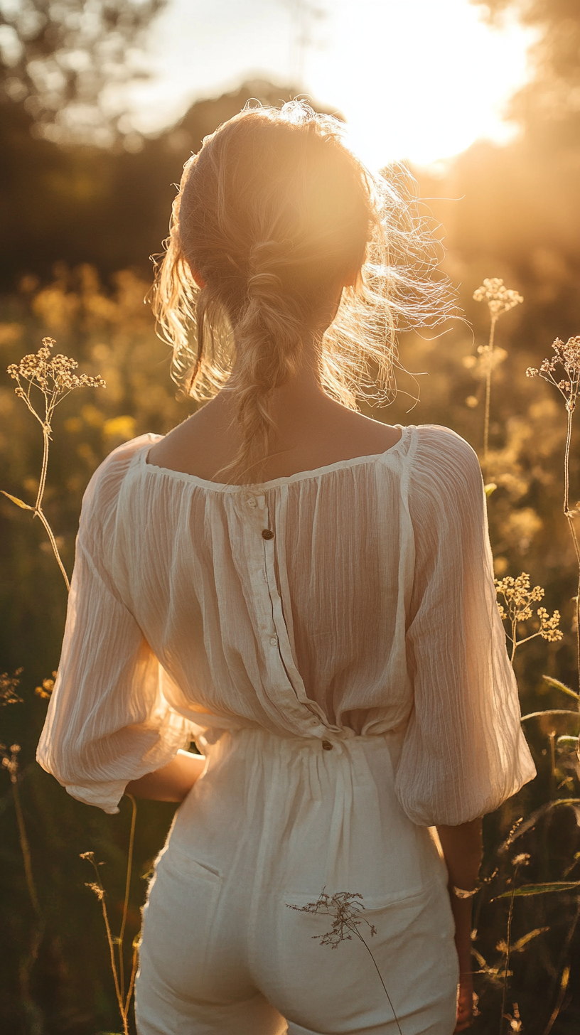 A Woman Beekeeper Examines Honeycomb in Golden Light