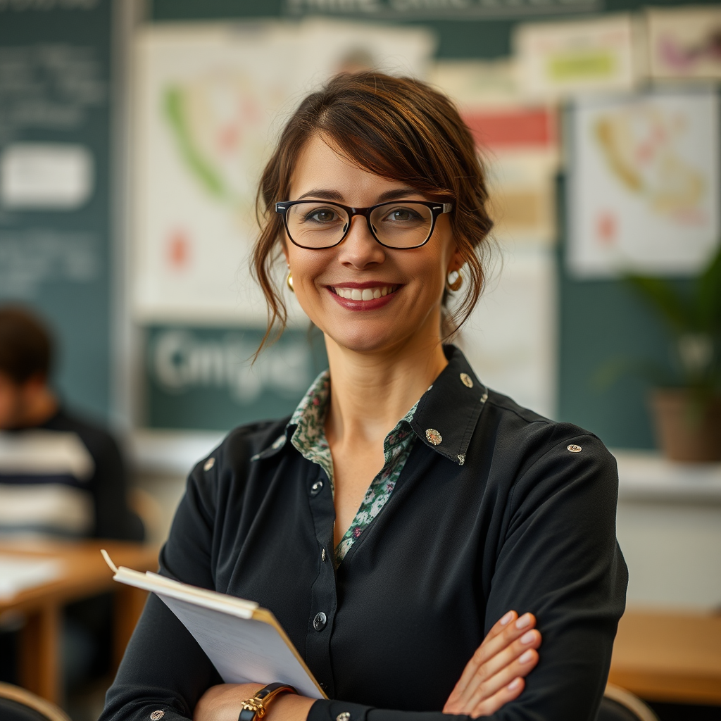 A Woman English Teacher in a Classroom