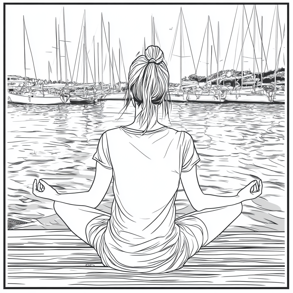 A Woman Meditating by Marina Coloring Book Page