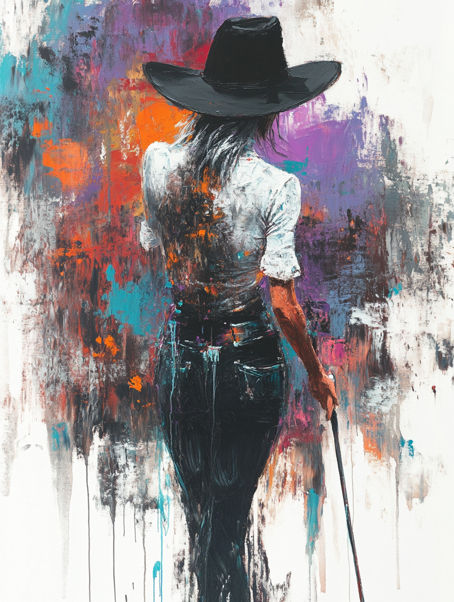 A Woman Playing Golf in Jeremy Mann's Style