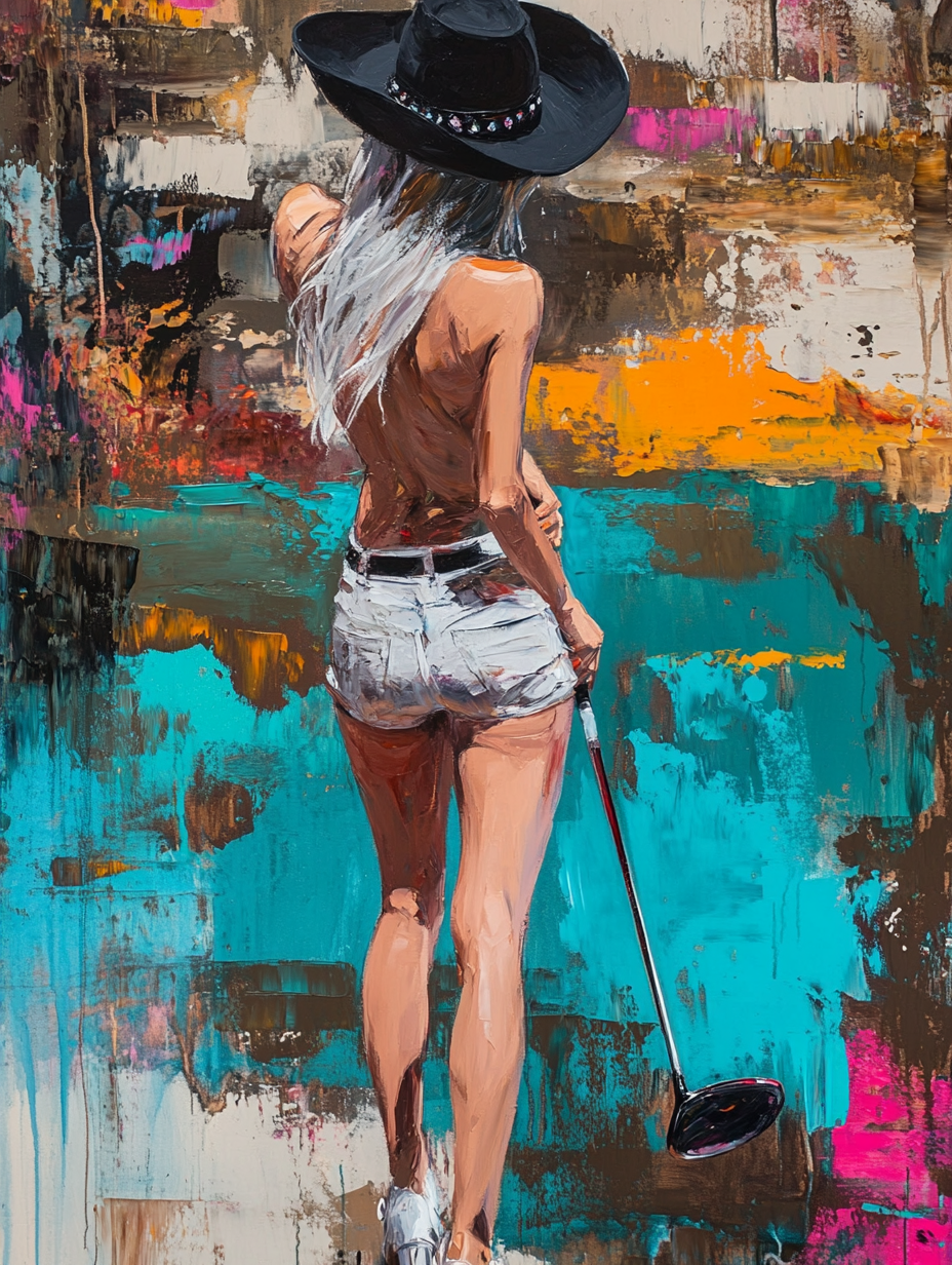 A Woman Playing Golf in Jeremy Mann Style