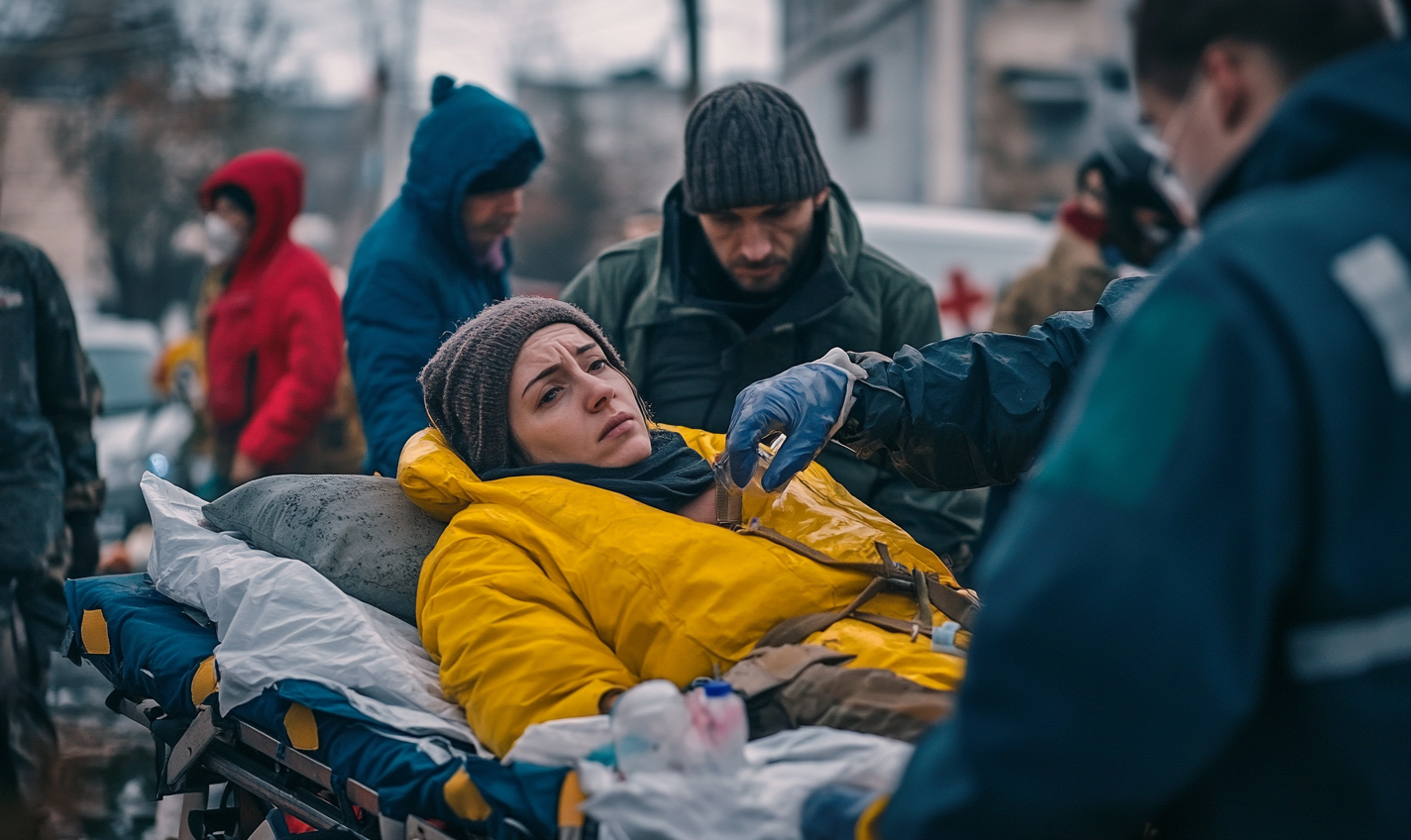 A Woman Receiving Help in Emergency Response Setting