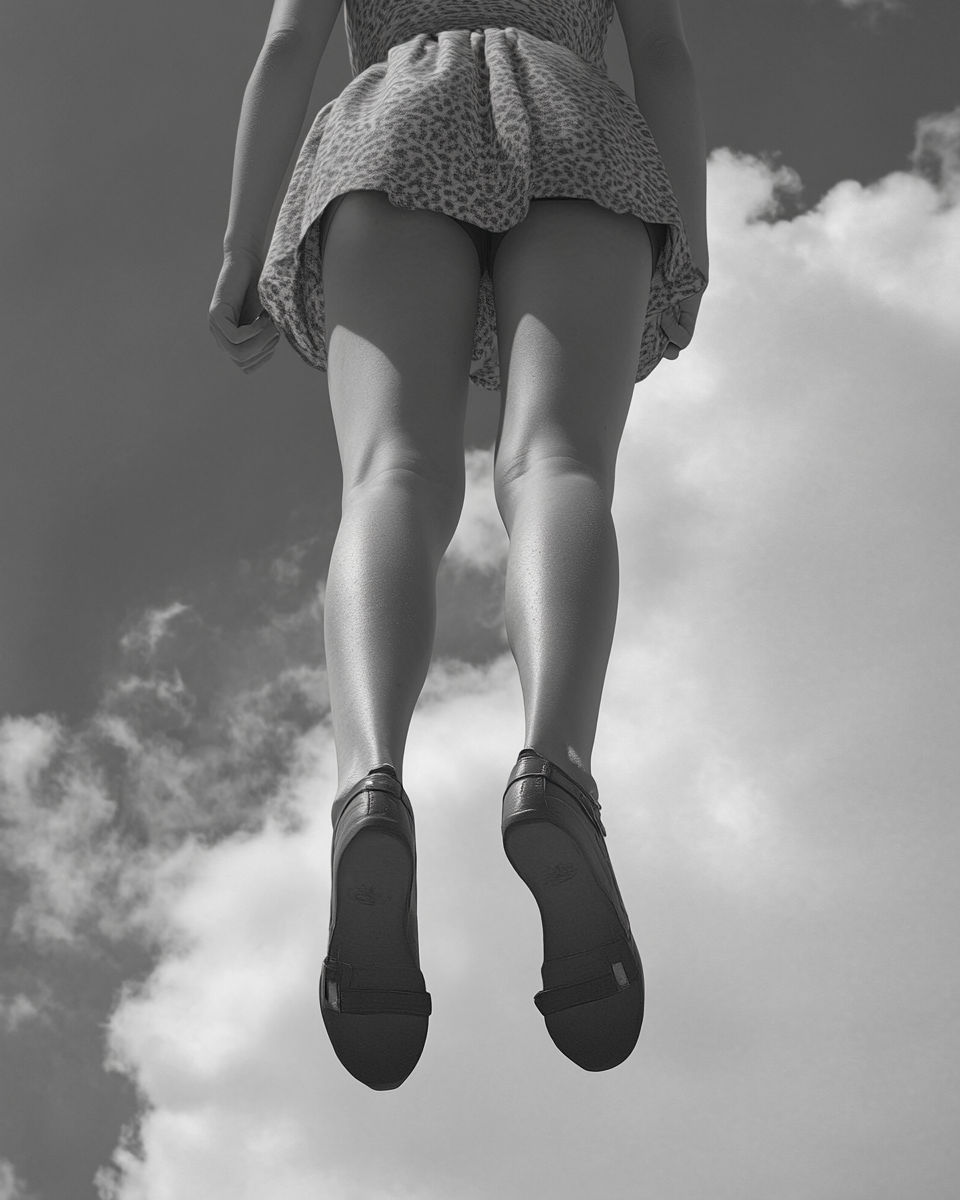 A Woman and Upside-Down Man On Cloud