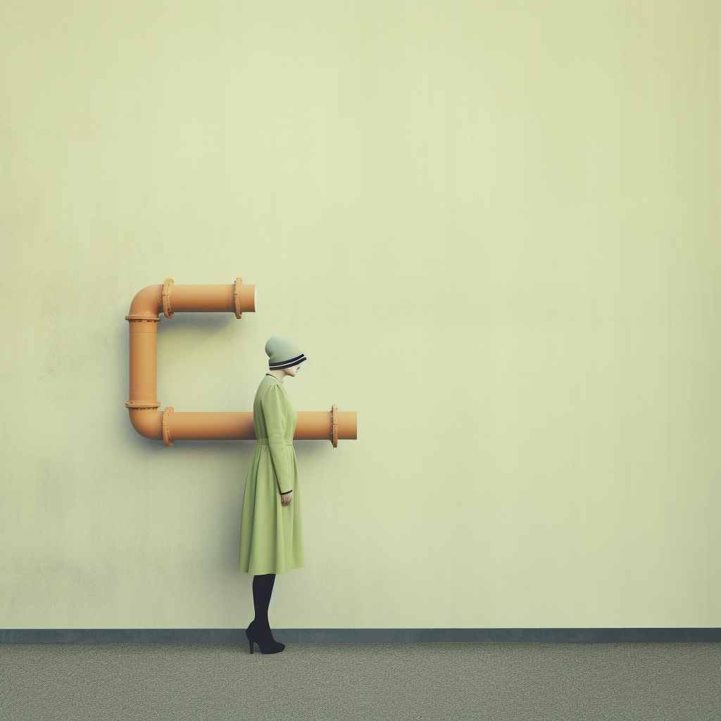 A Woman in Bauhaus Dress by Grungy Wall