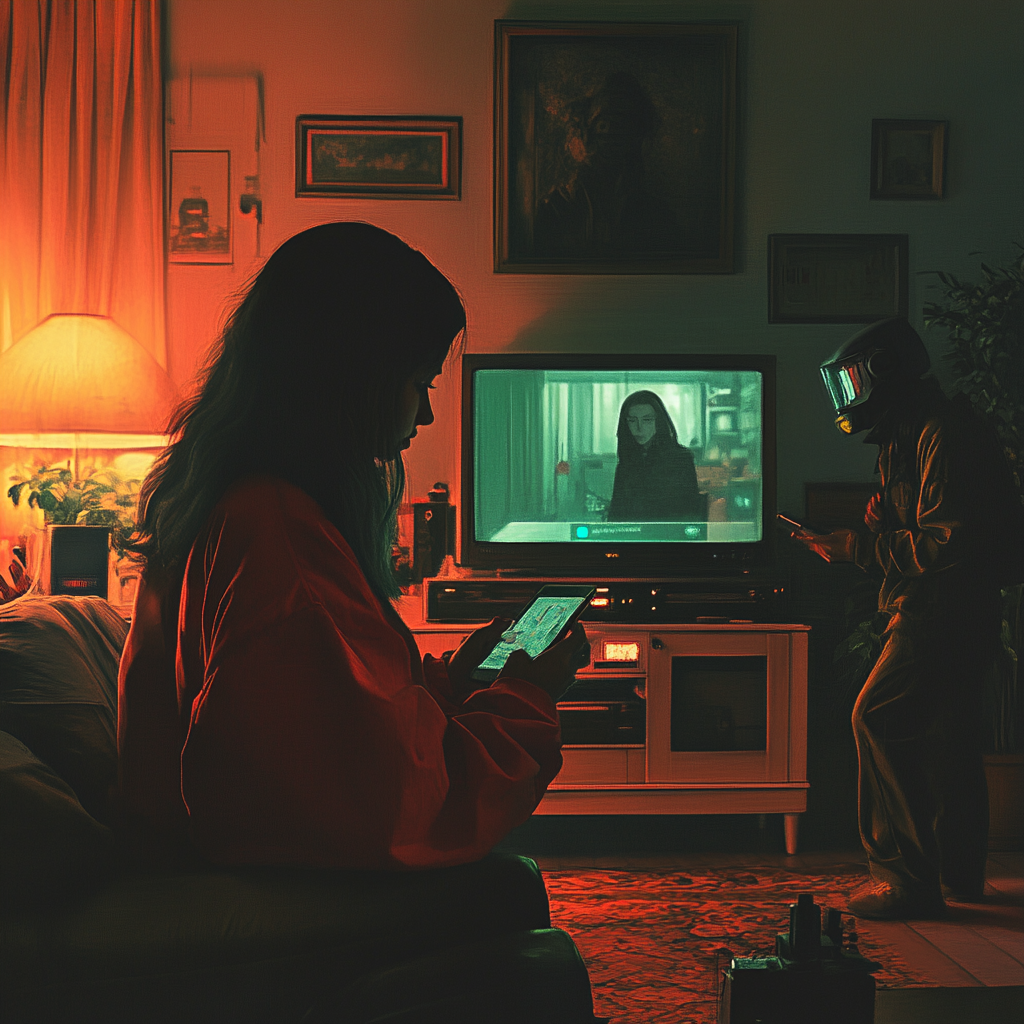 A Woman in Living Room with Investigator Watching