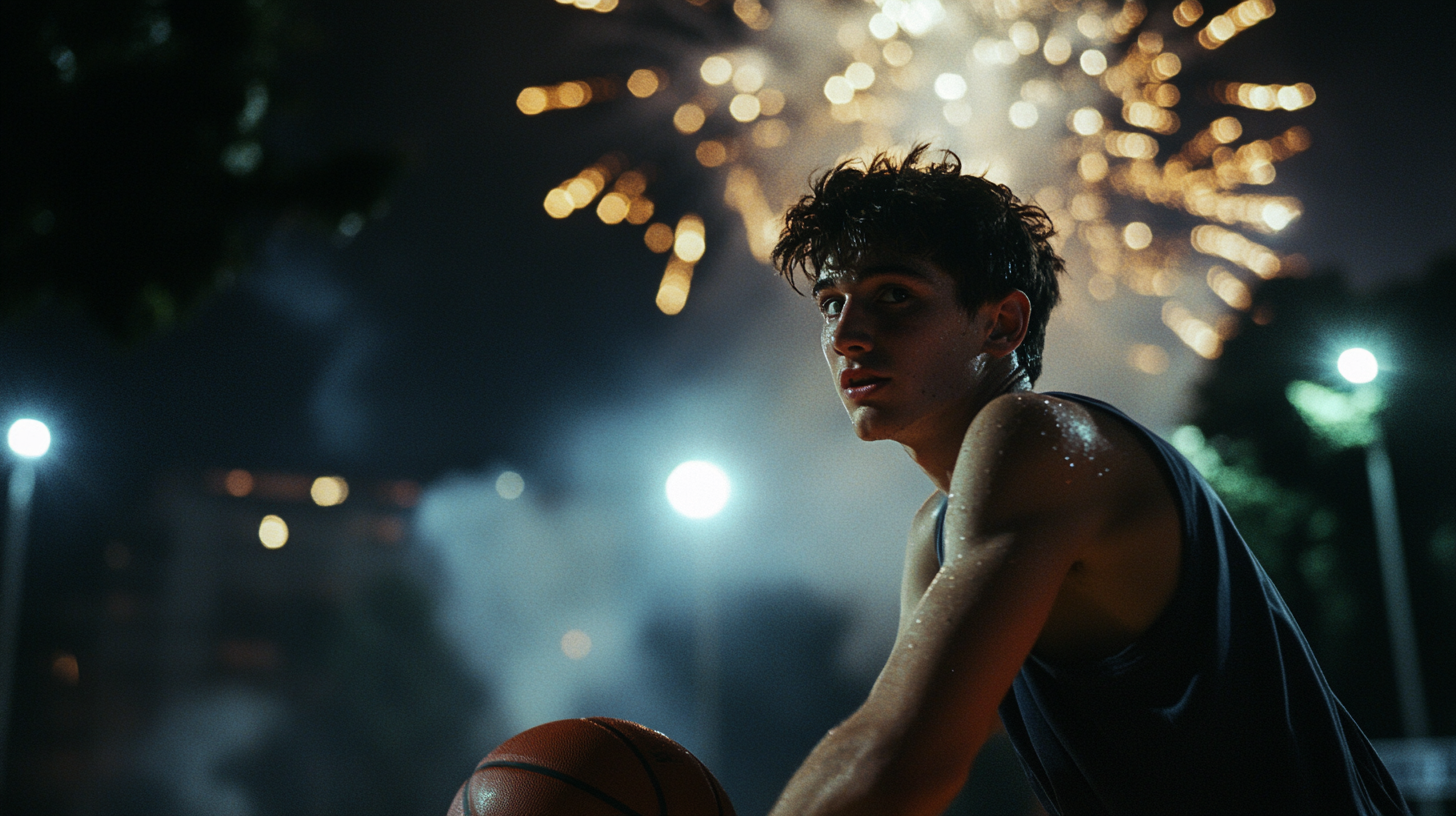 A Young Basketball Player's Stormy Night Practice in China