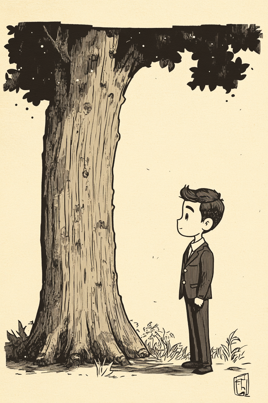 A Young Dapper Boy with Tree Tattoo Design