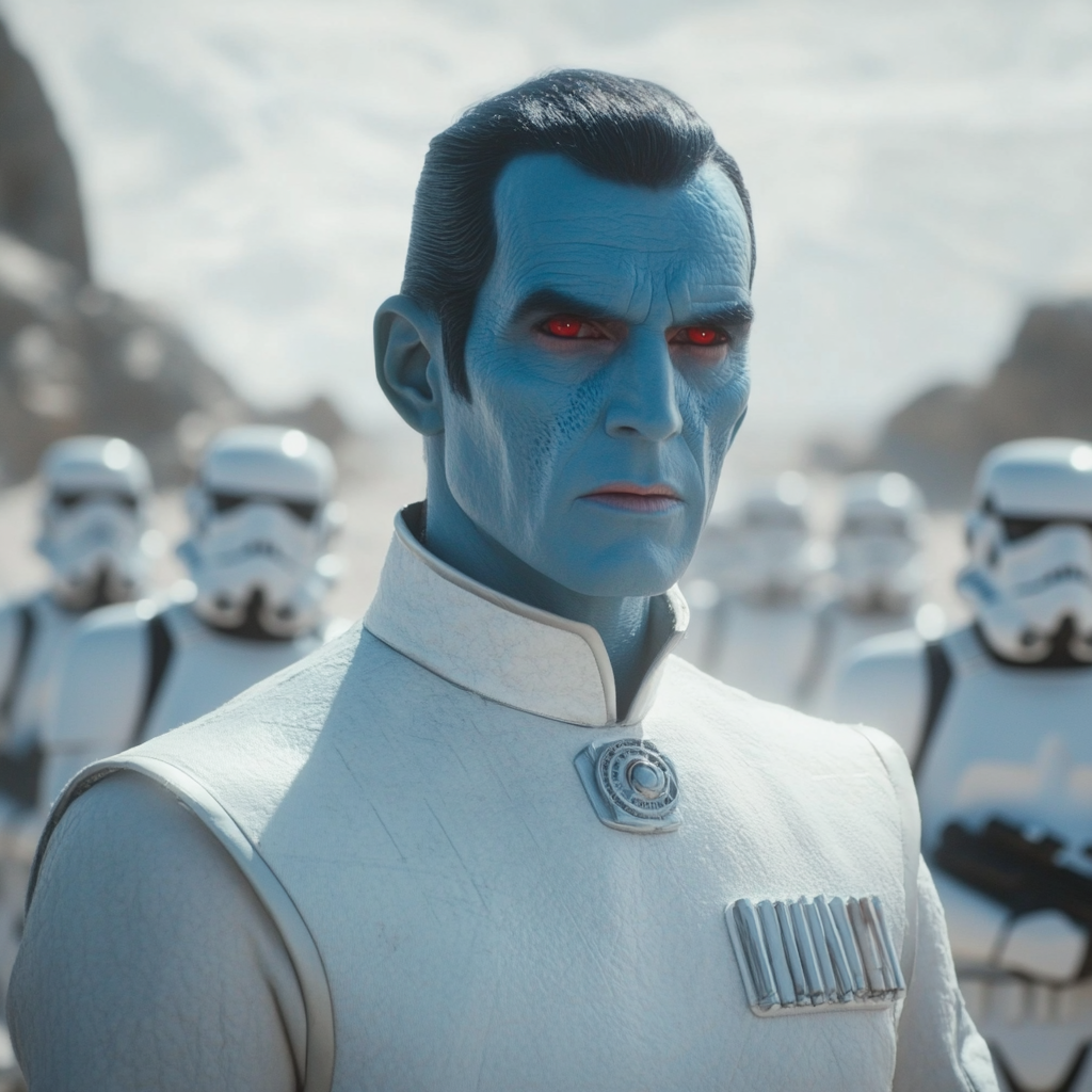 A Young Grand Admiral Thrawn Addresses Chiss Army