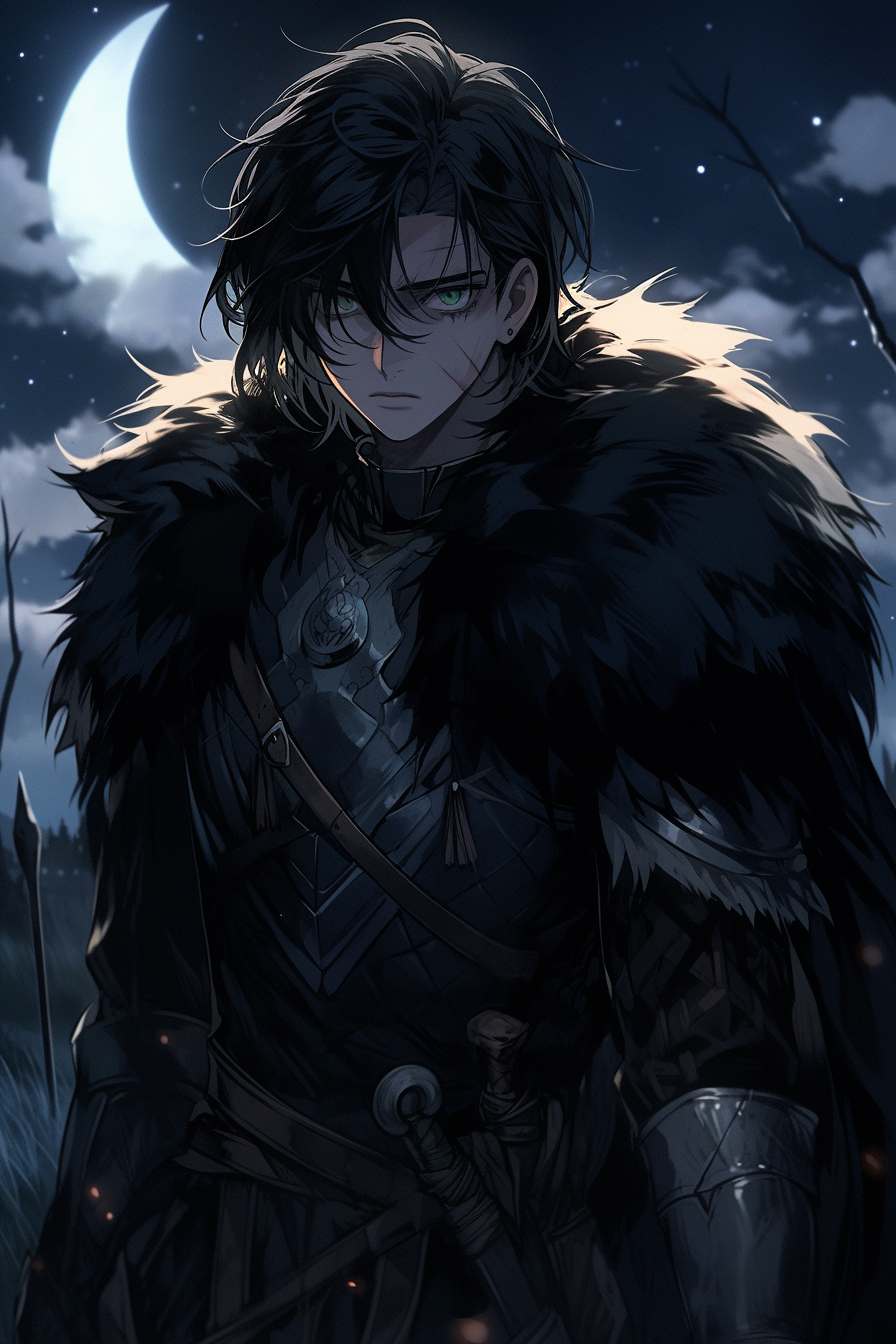 A Young Viking King on Moonlit Battlefield