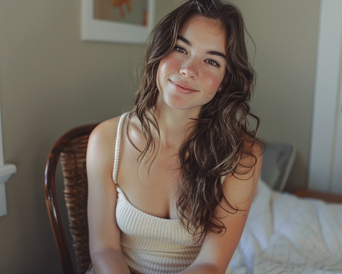 A Young Woman Smiling In A Chair