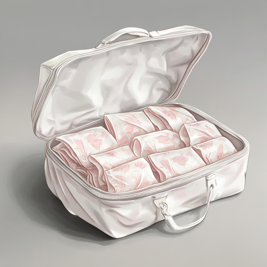 A beautiful, elegant travel bag with sanitary pads