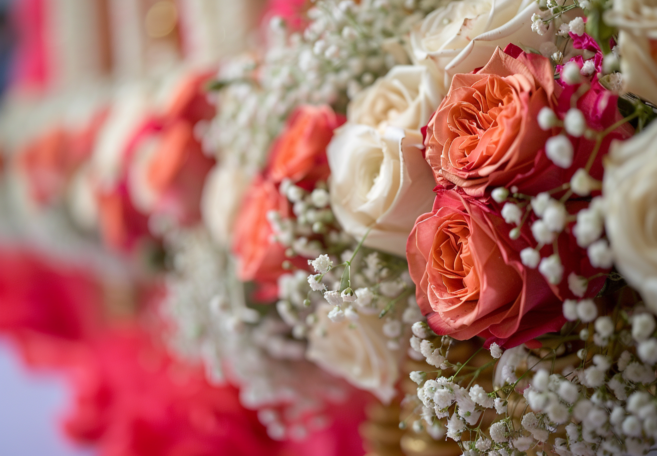 A beautiful Indian wedding decor with roses.