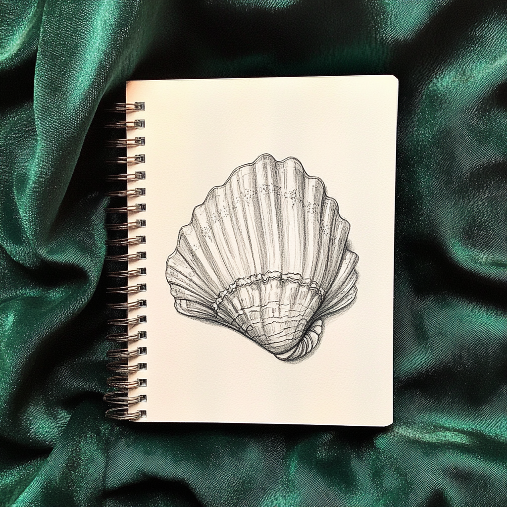 A beautiful art nouveau shell jewel sketch.