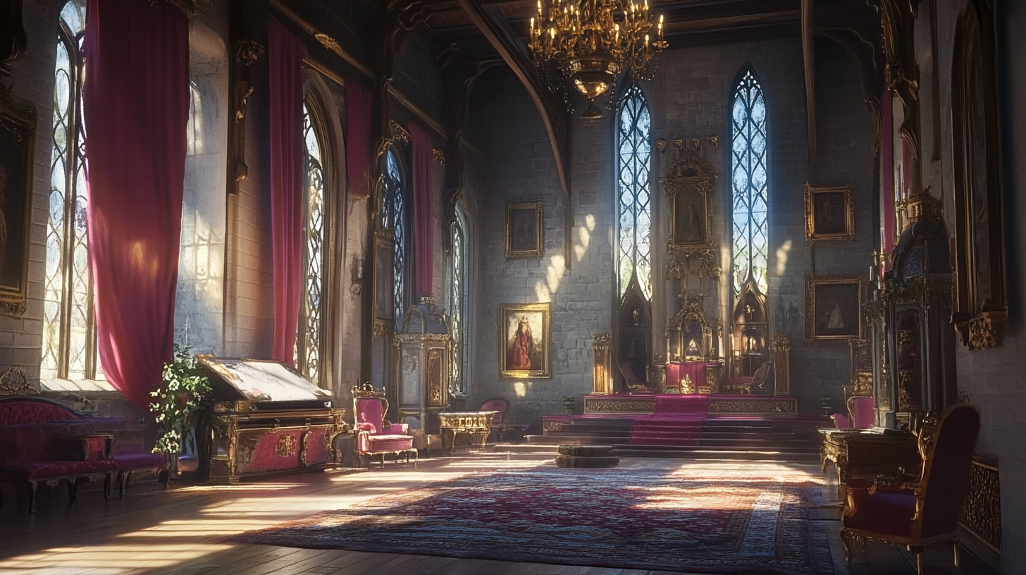 A beautiful fantasy castle interior in video game