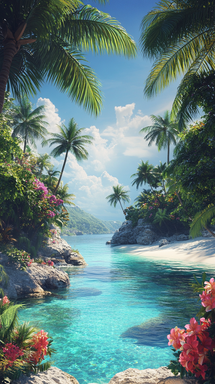 A beautiful island oasis in the middle ocean.