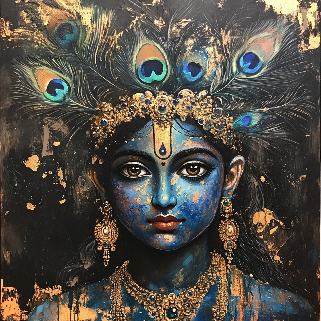 A beautiful painting portrait of Lord Krishna