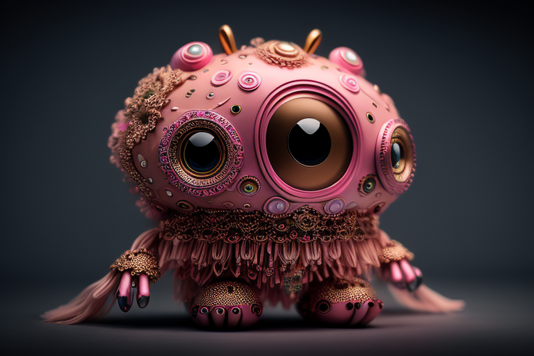 A beautiful pink monster with intricate details