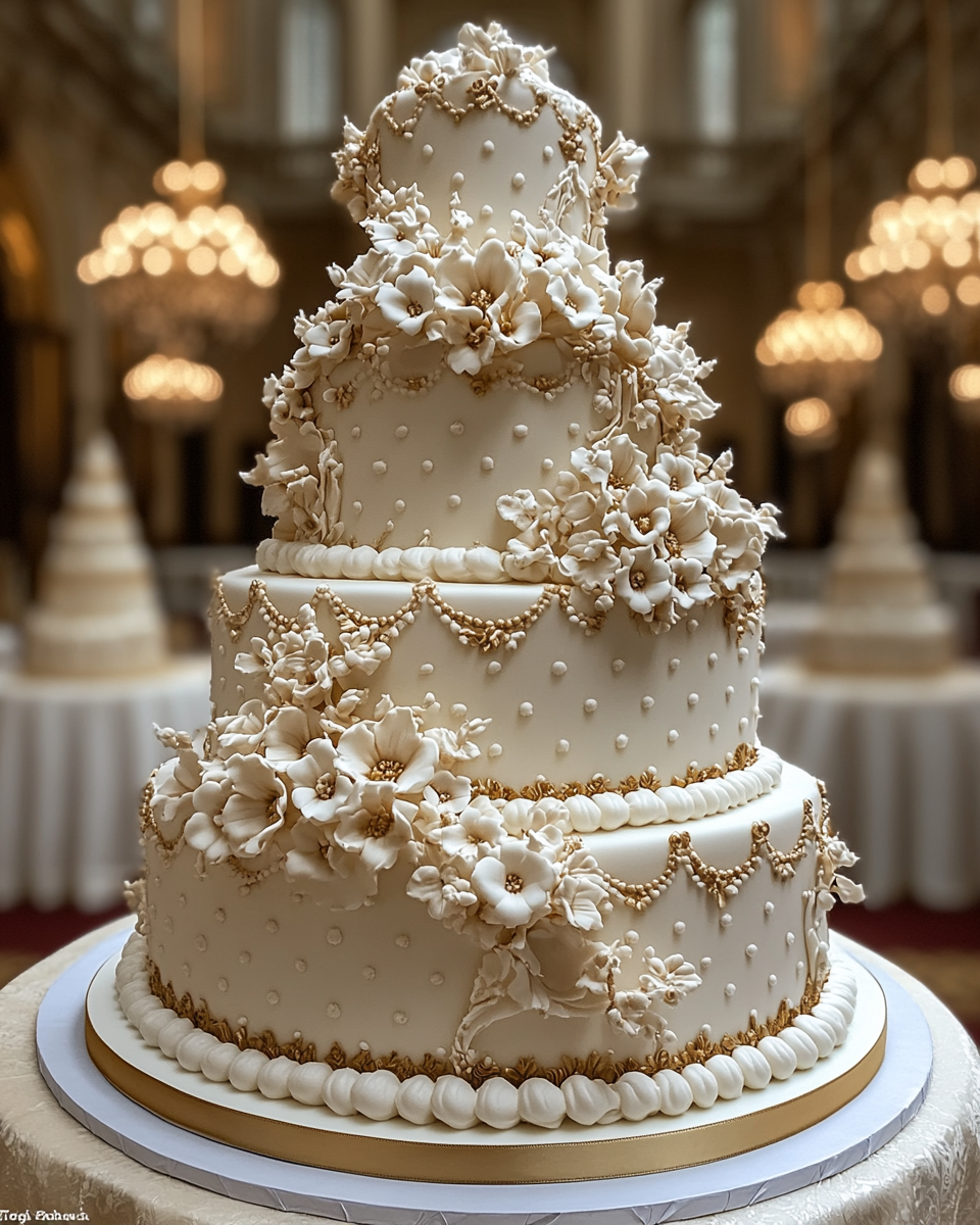 A beautiful tall cake inspired by Iolani Palace