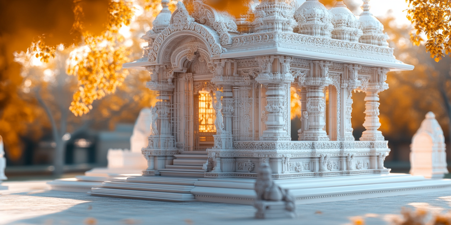 A beautiful tiny white Jain temple photograph.