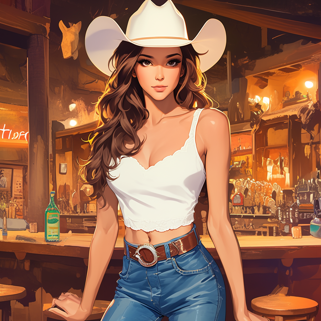 A beautiful woman at a Texan bar