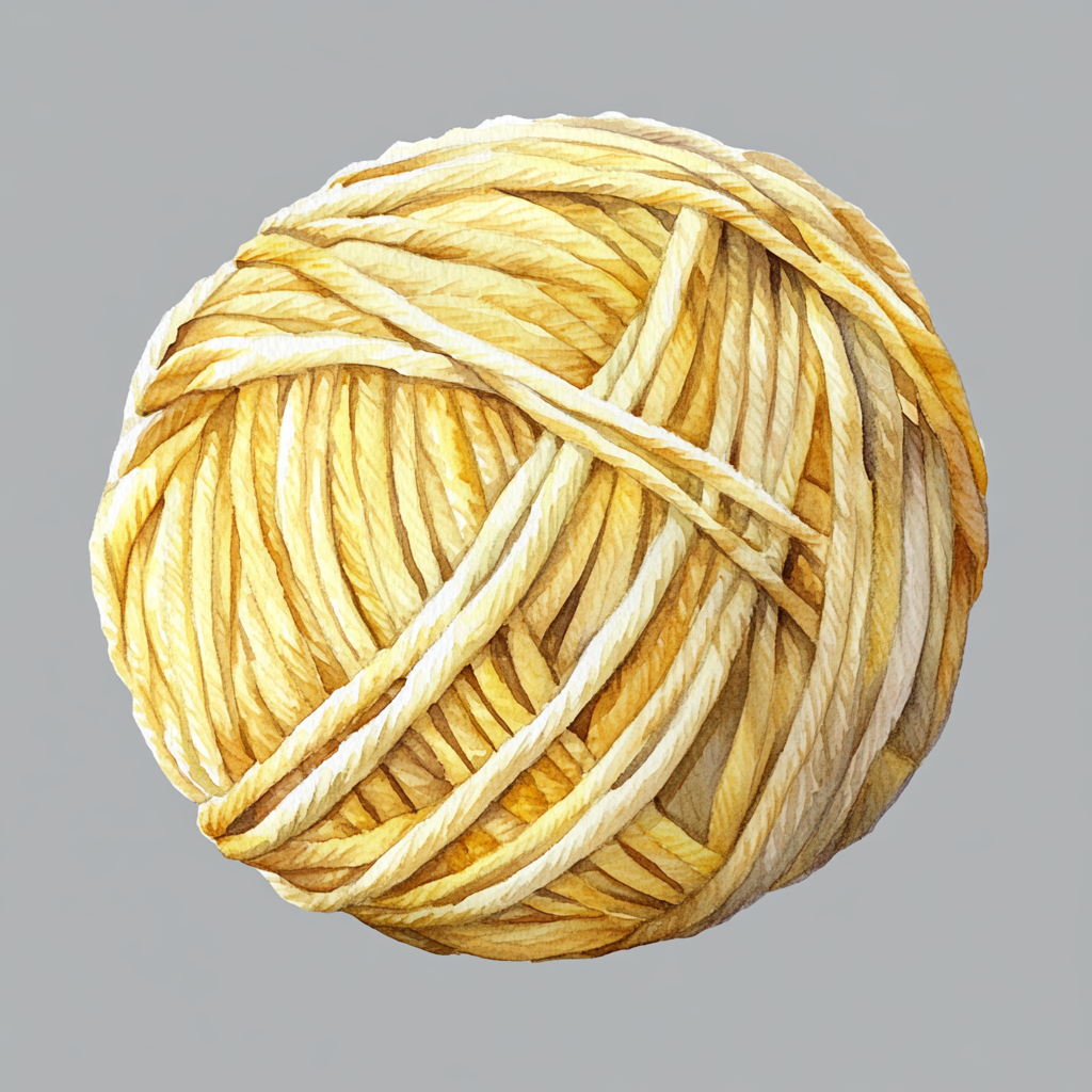 A beautiful yellow yarn ball illustration in watercolor.