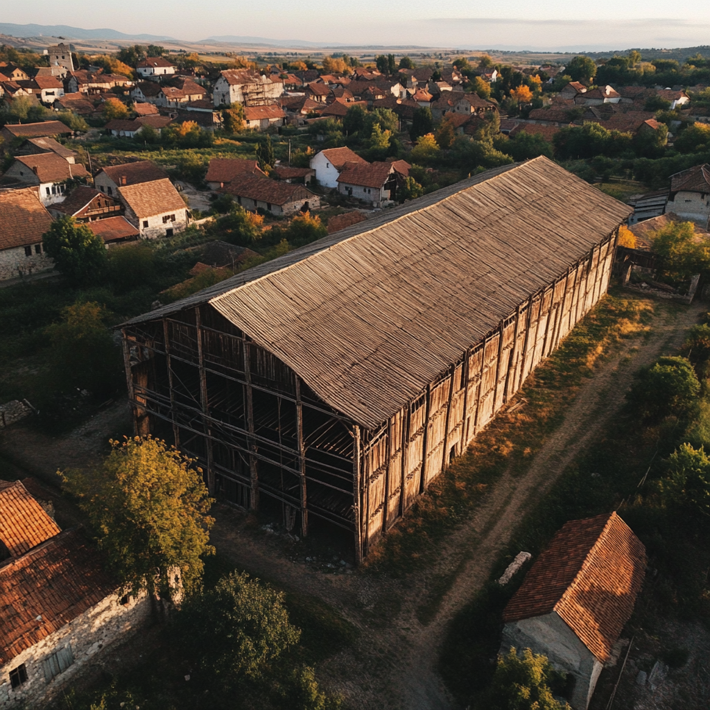 A big medieval granary in a small town