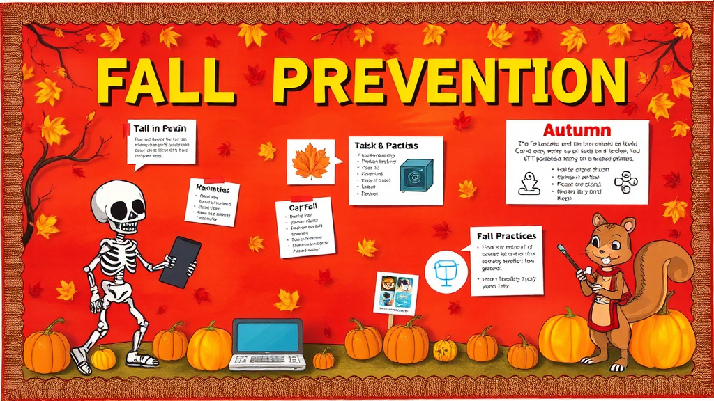 A bulletin board informing about fall prevention safely