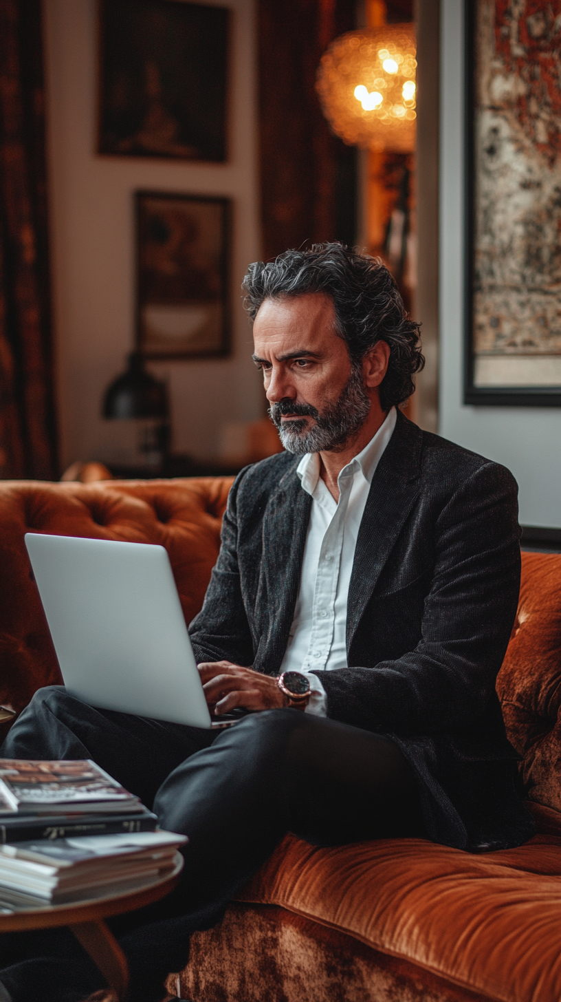 A business person working at stylish, cozy office