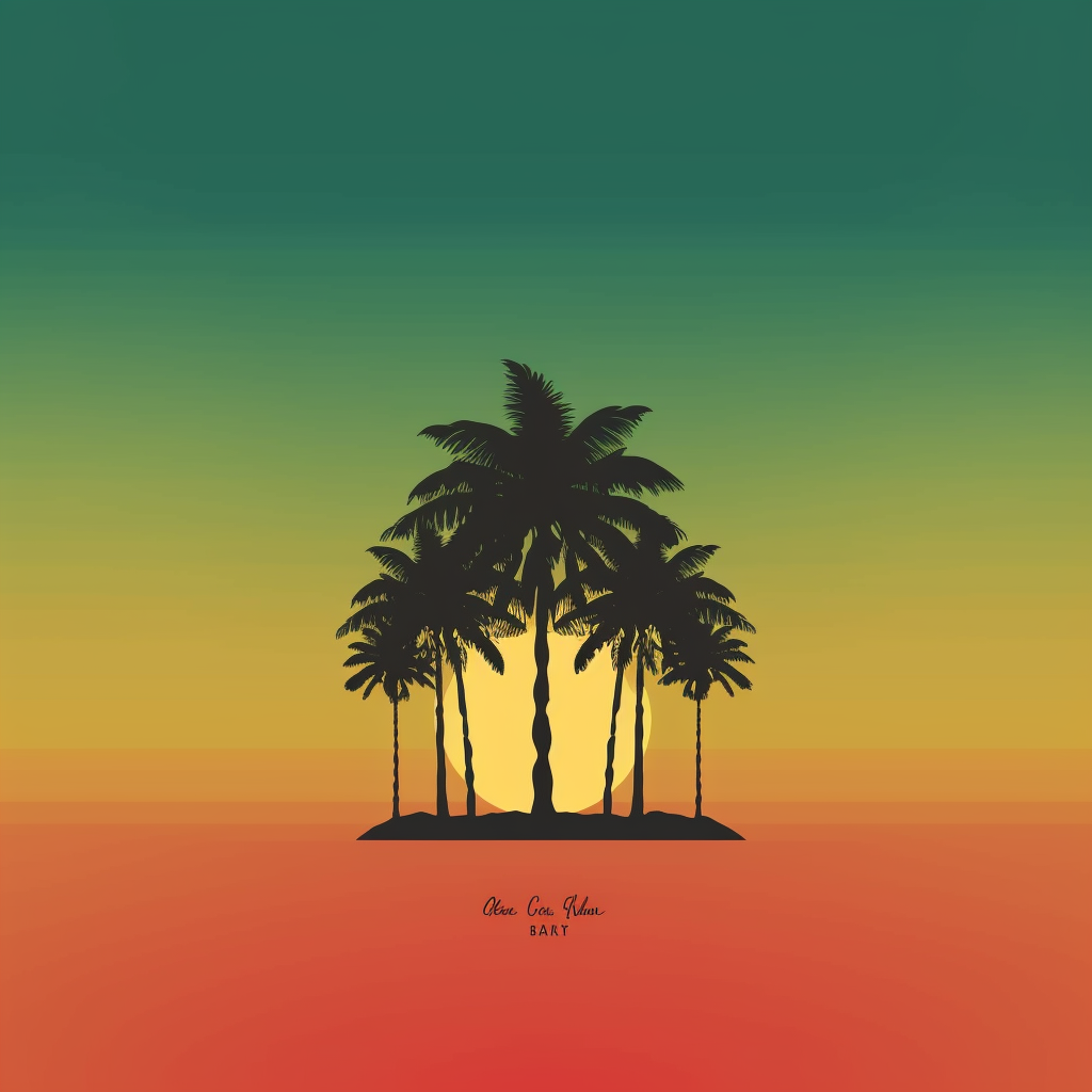 A calm album cover with a palm tree