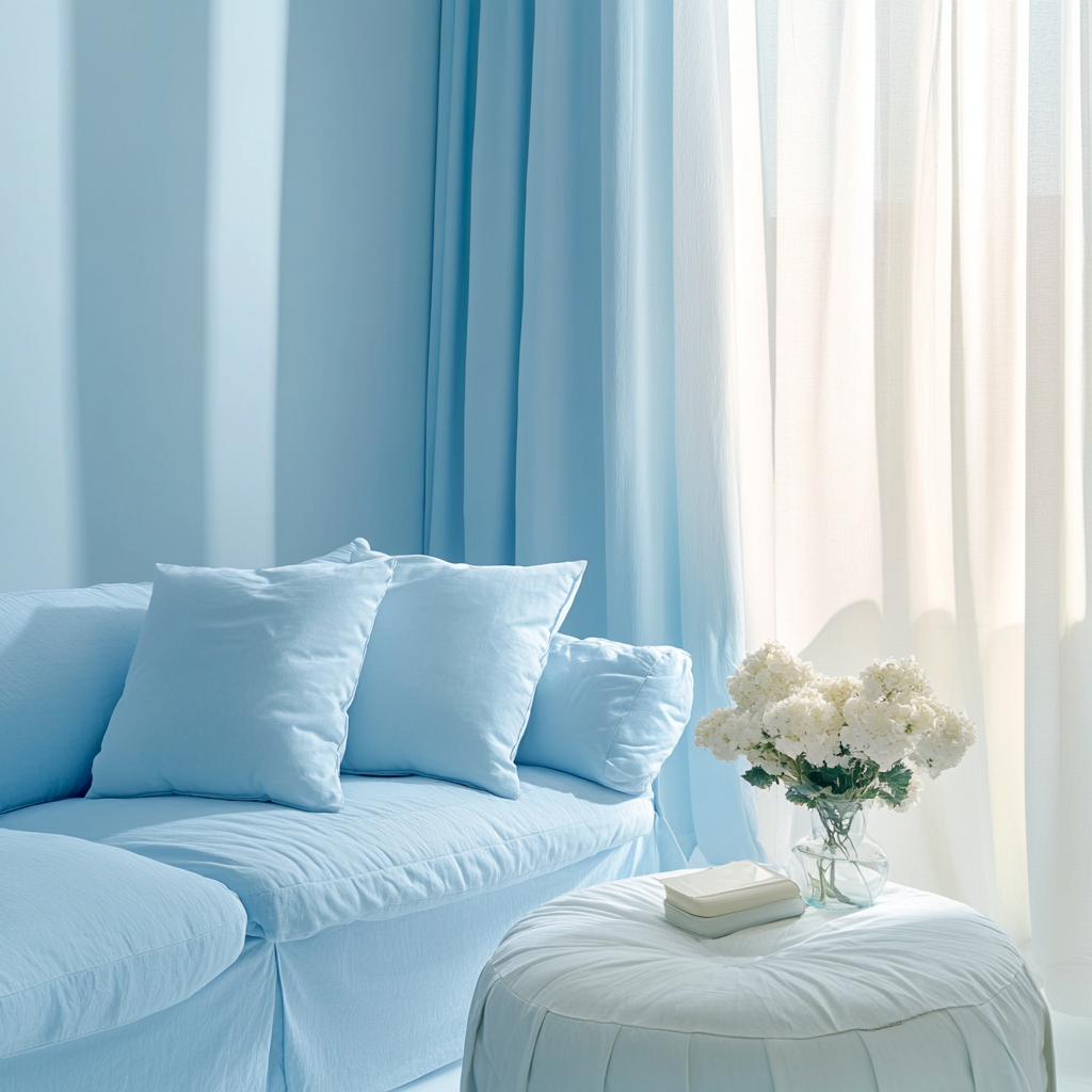 A calming, gentle blue room for mental health.