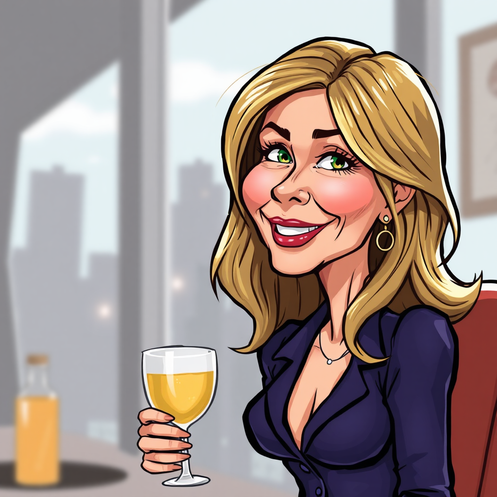 A cartoon caricature of Jennifer Aniston.