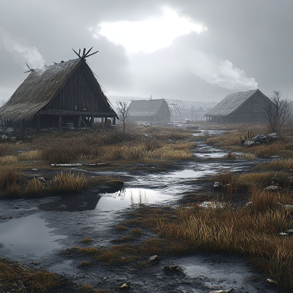 A cinematic, dark, yet beautiful fantasy tundra environment.