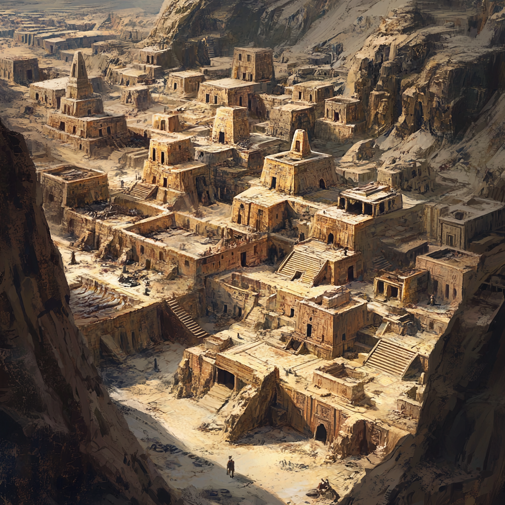 A city in desert built on ancient cemetery.