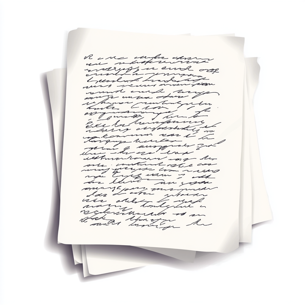 A clean white paper with handwritten text