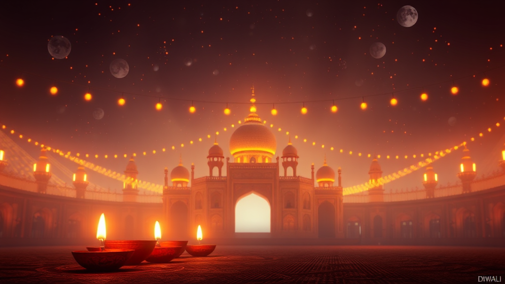 A colorful 3D image of Diwali festival.