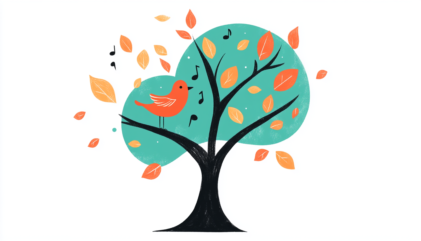 A colorful bird sings in a tree icon