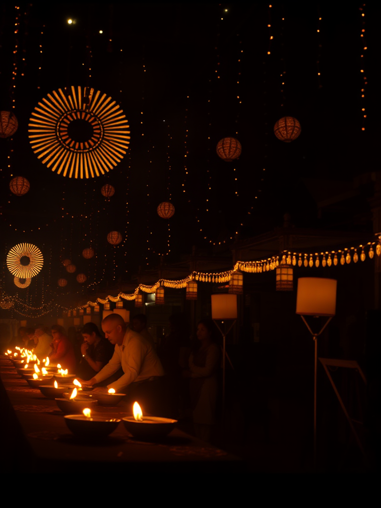 A colorful image showing Diwali festival celebrations.