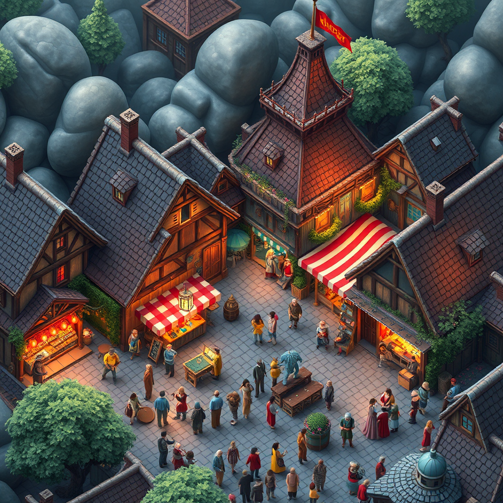 A colorful old Viking village carnival with hidden objects.