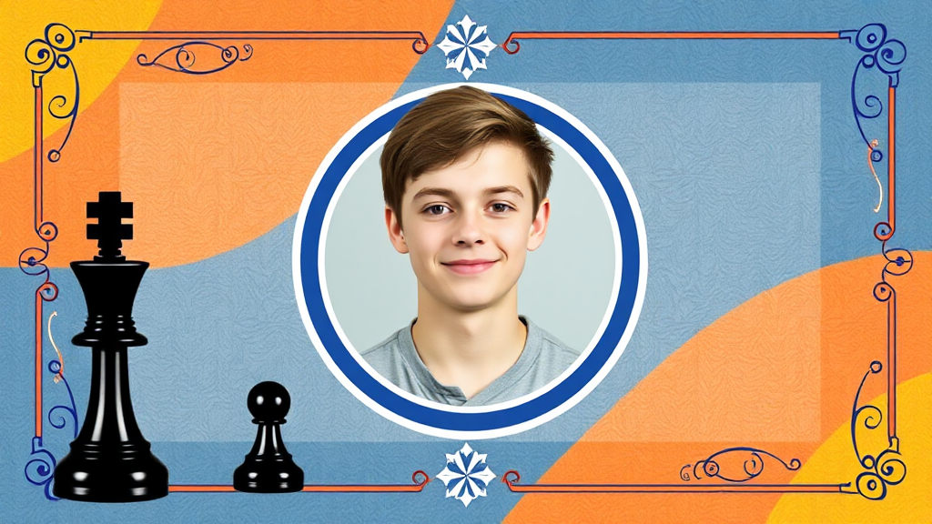 A colorful school banner with chess icon and photo.